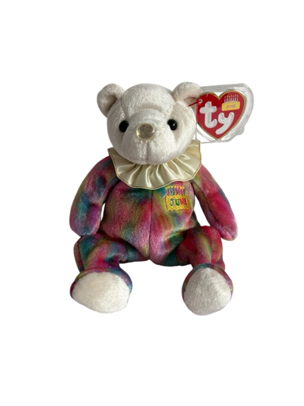 Ty Beanie Babies Multicolor Birthday Bear  Plush - June